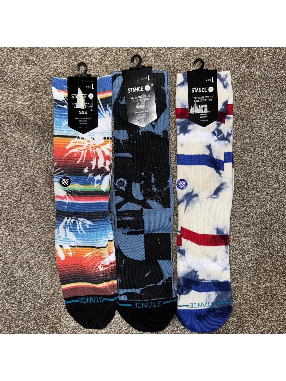 Stance Men's Large Casual Socks 3-Pack Bundle Lot NWT